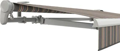 Produktbild von SOLUNA Gelenkarmmarkise Trend 3,5x2 Stoff Dessin D422 Gestell E6EV1 silber eloxiert Antrieb links inkl. Motor, Wandschal