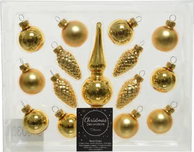Produktbild von Exklusive goldene Weihnachtsbaumbomben - Set mit 15 Stück