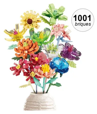 Produktbild von 1001Jouets Baukasten 12-in-1 – Bunte Blumenstrauß – 1001 Bausteine