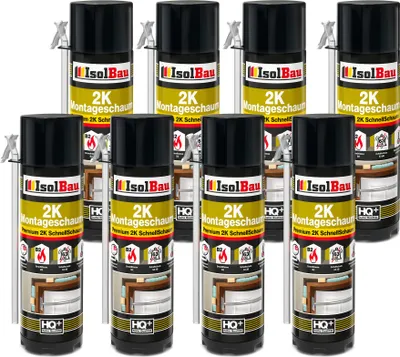 Produktbild von Isolbau 2K Montageschaum B2 Zargenschaum - 8 x 400 ml Premium PolyurethanSchnellschaum für Türen, Fenster, Dämmung & Montage