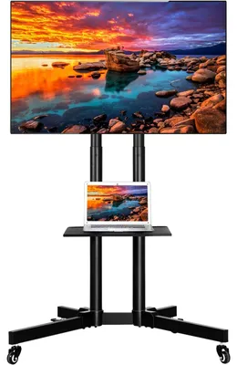 Productafbeelding van TV-trolley - Mobiele tv-standaard op wielen - 32 tot 65 inch - Max 50 kg - Draaibaar