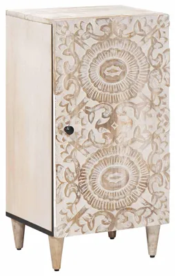 Image de Buffet avec porte Blanc 40 x 33,5 x 75 cm Bois de mangue massif