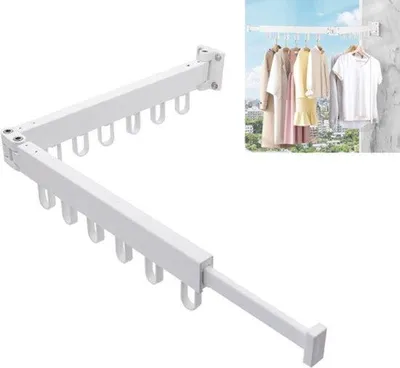 Image de Séchoir à linge mural pliable, peu encombrant, blanc, 1 pièce