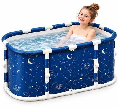 Productafbeelding van Opvouwbare badkuip voor volwassenen, mobiele SPA-badkuip, vrijstaand voor warm en ijsbad (120 x 60 x 50 cm)