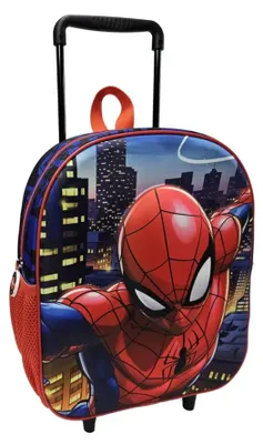 Produktbild von Spiderman 3D Kinder Rucksack Trolley mit verstellbarem Griff und leichtgängigen Rollen 32x26x11 cm