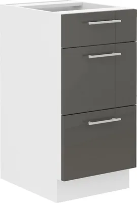 Produktbild von Unterschrank 40 Lara Grau Hochglanz Küchenzeile Küchenblock Küche Soft-Close