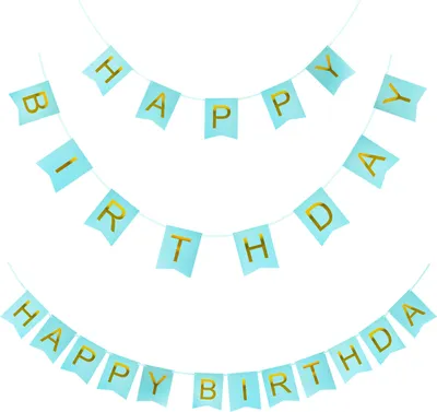 Produktbild von Oblique Unique Happy Birthday Girlande Banner Kinder Geburtstag Party Feier Deko Jungs - blau gold