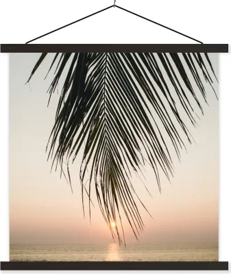 Produktbild von MuchoWow® Textilposter Sonne - Palme - Blatt 40x40 cm mit schwarzem Rahmen - Fotos