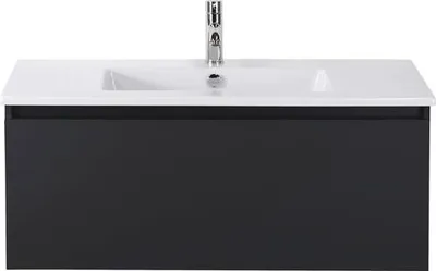 Obrázok produktu pre Súprava kúpeľňového nábytku Sanox Frozen ŠxVxH 101 x 42 x 46 cm farba čela matne čierna 2dielna s keramickým umývadlom