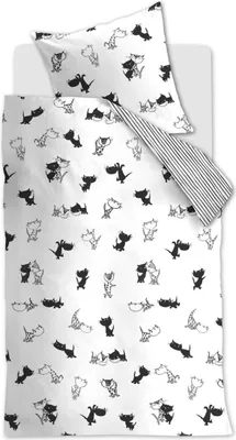 Produktbild von Beddinghouse x Fiep Amsterdam Renforcé-Bettwäsche-Garnitur Pim en Pom Farbe Schwarz Größe 135 x 200 cm + 1x 80 x 80 cm