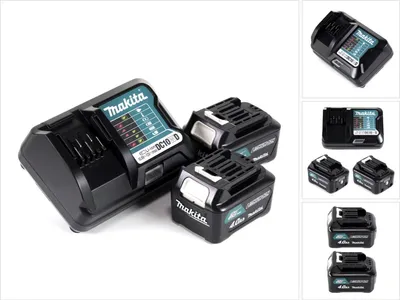 Immagine prodotto di Kit alimentatore Makita 12 V con 2 batterie BL1041B da 4,0 Ah + caricabatterie DC10WD