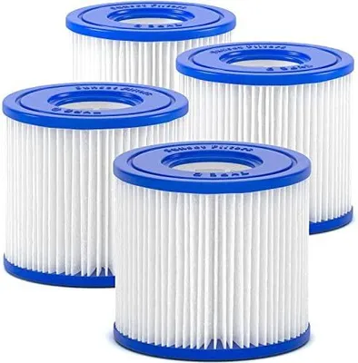 Produktbild von Filterkartusche Typ VI – Poolfilter für Lay-Z-Spa Whirlpools Miami, Palm Springs, Monaco, Vegas & Paris – Whirlpool Filter Ersatz für Bestway 58323 & SaluSpa 90352E – 104 × 80 mm, 4 Stück