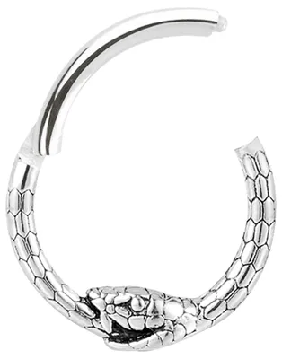 Produktbild von Piercing Segment Ring Clicker in 1,2 x 8 mm mit Schlange in silber