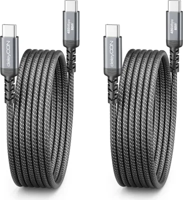 Produktbild von deleyCON 2x 2m USB C Ladekabel (60W Schnellladekabel) PD3.0 PPS USB-C auf USB-C Kabel für iPhone 17 16 15 Pro Max Air Galaxy A16 A56 S25 S24 S23 Pixel iPad Pro MacBook AirPods Tablet Switch PS5