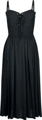 Produktbild von Gothicana by EMP Damen schwarzes langes Kleid mit Häkelspitze M