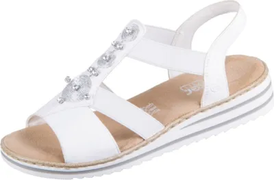 Produktbild von Rieker V0687 Damen Sandalen Keilabsatz Sandaletten, Größe:38 EU, Farbe:Weiß