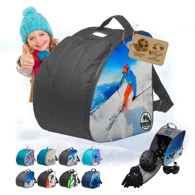 Produktbild von BAMBINIWELT Kinder Skischuhtasche Skistiefeltasche integrierte Standfläche Wasserablaufloch Helm Skibrille Handschuhe (Modell 5)