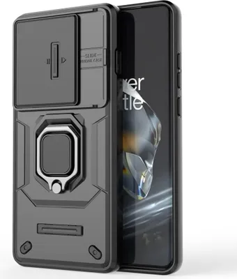 Produktbild von OnePlus 12 Hülle - Coverup Ring Ständer Back Cover mit Kamera Schutz - Schwarz
