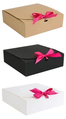 12 Geschenkboxen, 24x24x5 cm, Kraftpapier, mit Band