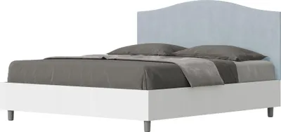 Produktbild von ITYHOME - Bett ohne Lattenrost 160x190 Bettgestell Esche weiß Bett-Kopfteil mit Mikrofaserbezug Himmelblau Grace