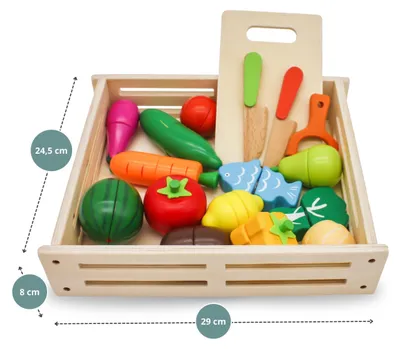 Produktbild von Keukenspielzeug Holz, 17-teilig, Obst- und Gemüseset, für Kinder ab 3 Jahren