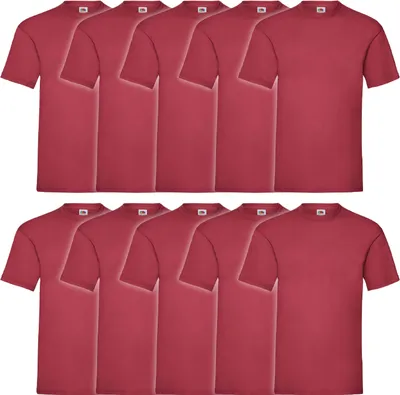 Produktbild von 10er Pack Fruit of the Loom Valueweight T-Shirt Farbe: dunkelrot Größe: L