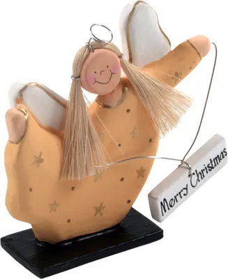 Produktbild von Weihnachtsengel, Christbaumschmuck ` Merry Christmas`, Mehrfarbig, Holz, Farbe: Gelb, 9*9*2 cm