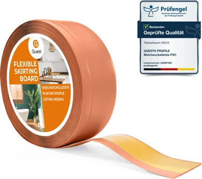 Obrázek produktu pro QUEST Podlahové lišty PVC 70x20mm, 20m, Samolepicí lišty na podlahu, pro všechny typy povrchů, cihla