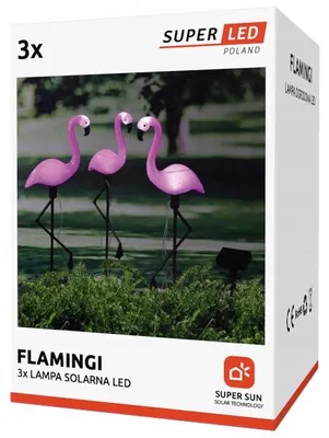 Produktbild von SuperLED 3x Solar-Gartenlampe Flamingo Pink LED Aufspießbar