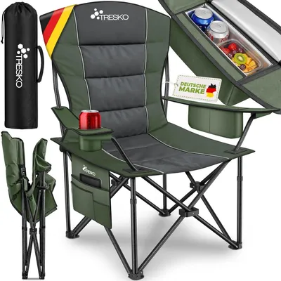Produktbild von Campingstuhl Klappstuhl Faltstuhl - Belastbar bis 150 kg - Mit Armlehnen und Getränkehalter - 95 x 16 x 16 cm - Für Camping und Festival
