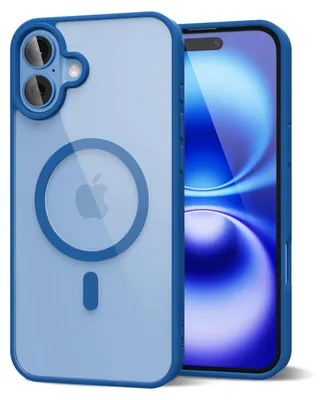 Obrázek produktu pro Magnetický kryt pro iPhone 16, kompatibilní s MagSafe, průhledné nárazuvzdorné pouzdro, ochranný zadní kryt Modrá