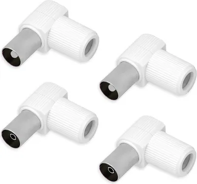 Produktbild von TV Koax 2X Winkelstecker 2X Winkelbuchse Set Antennenstecker Kupplung Adapter Stecker Buchse Koaxialkabel