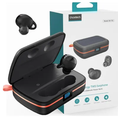 Imagen del producto de Choetech: Auriculares inalámbricos resistentes al agua + Batería externa solar de 2500 mAh