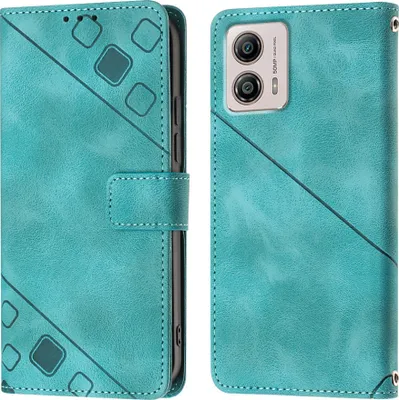 Produktbild von Hülle für Motorola Moto G53 Prägung Flip Leder Brieftasche Schutzhülle mit Ständer Grün