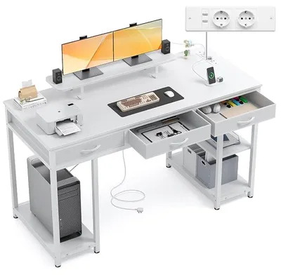 Imagen del producto de Escritorio para ordenador con 3 cajones, 140 x 60 cm, color blanco