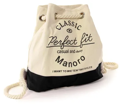 Produktbild von Manoro Damen Handtasche Beuteltasche Rucksack Tasche weiß schwarz Canvas D2OTK216S