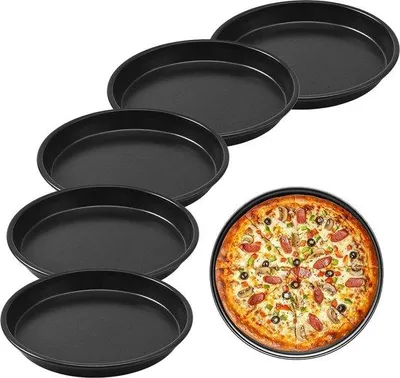 Produktbild von Famanu Pizzaplatte Set von 6 - Runde Backformen für Pizza - Durchmesser 23 cm