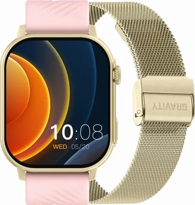 Obrázek produktu pro Chytré hodinky Gravity GT15-7 Růžový silikonový řemínek + zlatý náramek