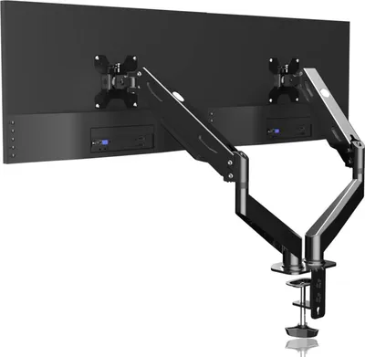 Produktbild von Monitor Halterung 2 Monitore Gasfeder Doppelarm 17-27 Zoll VESA 75x75 100x100