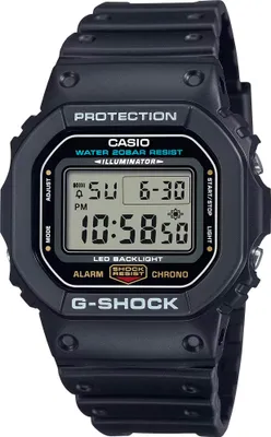 A black digital Casio G-Shock watch is shown against a white background.