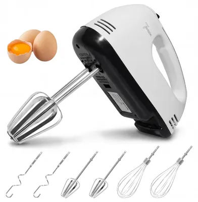 7-Stufen Mixer, elektrisch, 5 Rührbesen, Edelstahl