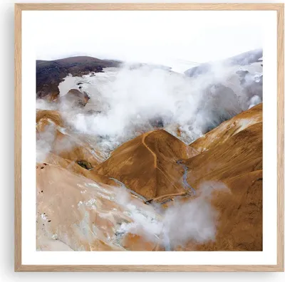 Produktbild von Gerahmtes Poster - Rahmen in heller Eiche - Berge Wolken Landschaft - 60x60 cm - Wand Bild - Wanddeko - Wandbilder - Kunstposter - Wandposter - Bilderrahmen - Bilder - Kunstdruck - P2NAC60x60-4711