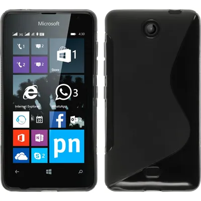 Produktbild von PhoneNatic Case kompatibel mit Microsoft Lumia 430 Dual - grau Silikon Hülle S-Style + 2 Schutzfolien