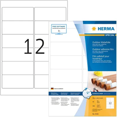 Produktbild von HERMA Etik. A4 Outdoor Klebefolie weiß 99,1x42,3mm  480 St.