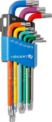 Productafbeelding van Winkel schroevendraaierset met de volgende maten: T10, T20, T25, T27, T30, T40, T45, T50. Artikelnummer: HT1W817