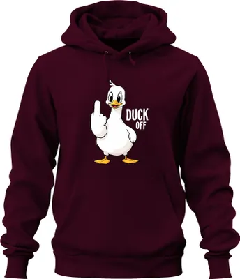 Produktbild von DUCK OFF Lustige Ente Mittelfinger Frech Sarkastisch Statement Uni Hoodie Kapuzenpullover, Burgundy, M