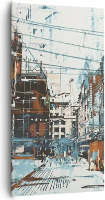 Produktbild von Bild auf Leinwand - Leinwandbild - Stadt Straße Haus - 65x120cm - Wand Bild - Wanddeko - Wandbilder - Leinwanddruck - Bilder - Kunstdruck - Wanddekoration - Leinwand bilder - Wandkunst - PA65x120-3806