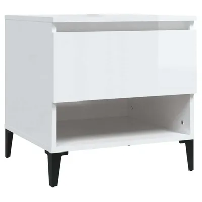 Productafbeelding van vidaXL Bijzettafel, hoogglanzwit, 50x46x50 cm, houtvezel