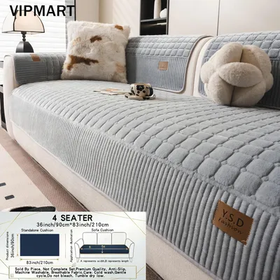 Produktbild von 1 Stück Hochwertige rutschfest Sofaauflage,waschbar,tierfreundlich,für 4-Sitzer Sofaauflage ,Heimdekoration,Für Wohnzimmer,(90x210cm),Hellgrau