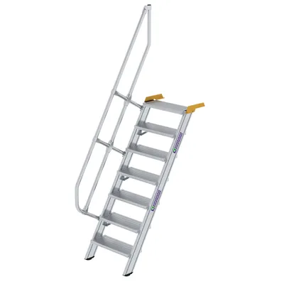 Produktbild von Günzburger Steigtechnik Treppe 60° Stufenbreite 600 mm 7 Stufen Aluminium geriffelt - 600207